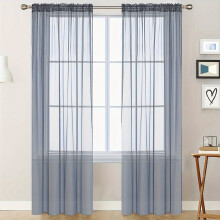 Voile Sheer Window Curtains Gray Grommet 1 Panel 39" W