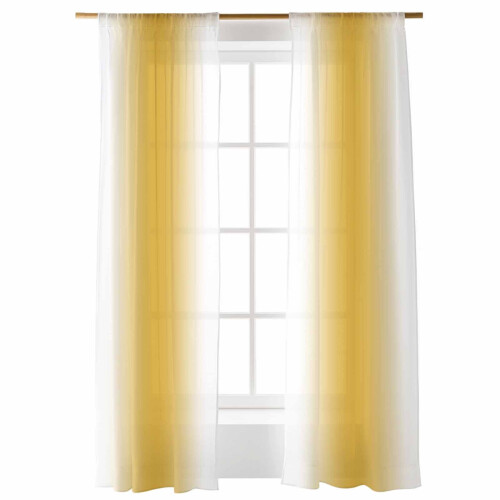 Sheer Curtains White-Yellow Ombre 52x84 Inch Light