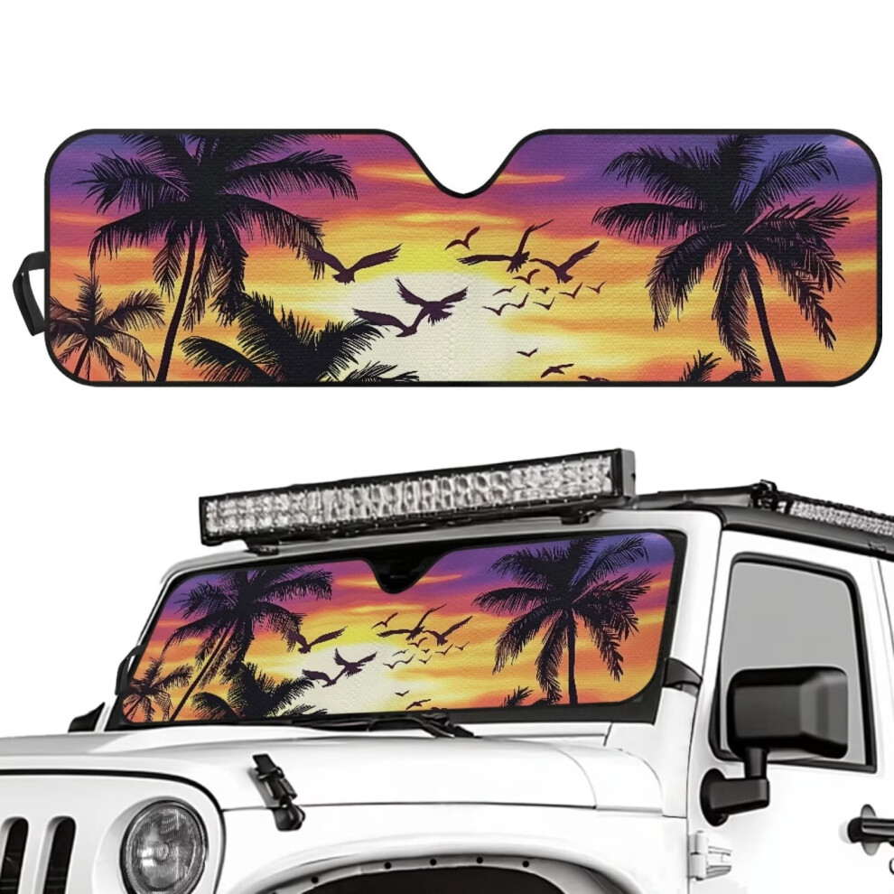 Hawaiian Palm Tree Sunset Sun Shade For Jeep Wrangler Tj Jk 9087558935955