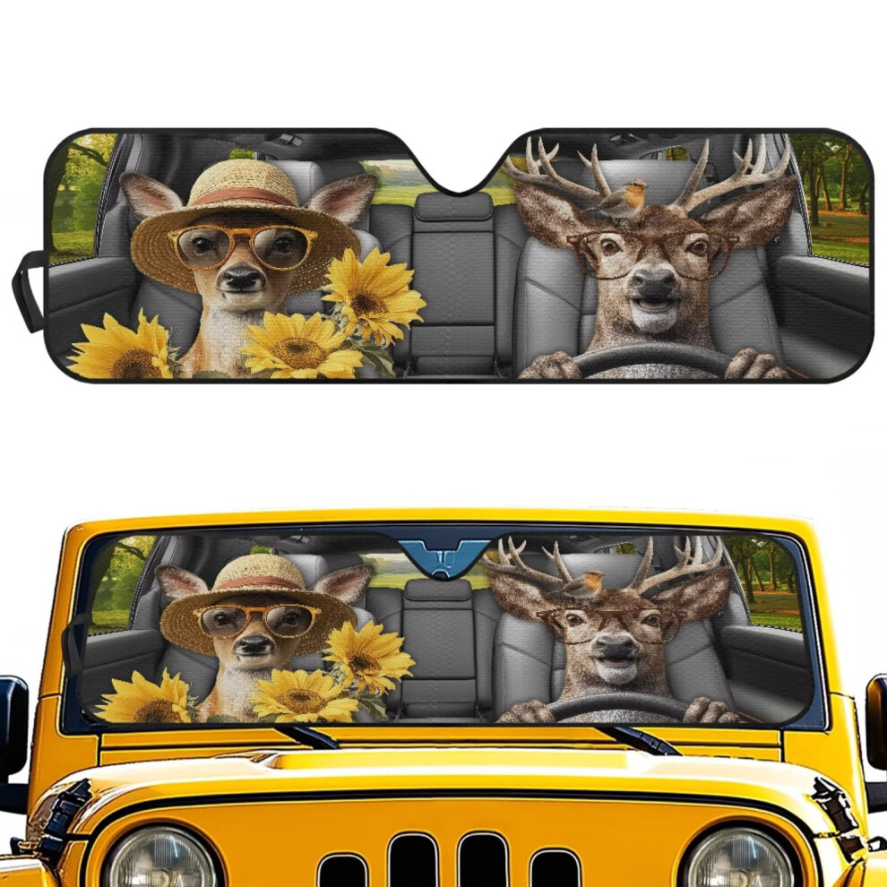 Deer Print Windshield Sunshade For Jeep Wrangler 2007Â2024 9087558937263