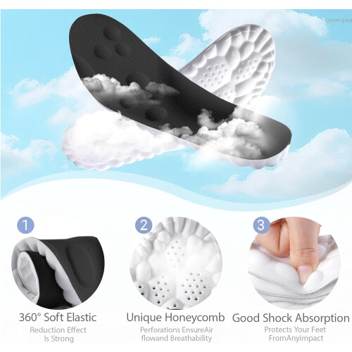 Cloud Memory Foam Insoles with Arch Support for Men and 2