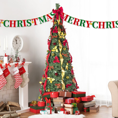 7.5FT Pop-Up Christmas Tree with LED Lights Pre-Lit 2