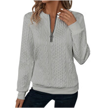 Oversized Damen-Sweatshirt mit Viertelreißverschluss, leichtes Fleece