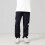 Cargo Pants for Teen Boys Black Solid Elastic Waist Wide 4