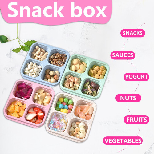 Boîte à lunch réutilisable Bento Box verte à 4 compartiments 2