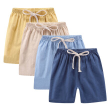 Girls Bermuda Shorts Cotton Linen Knee Length Yellow 4-5