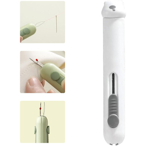 Auto Needle Threader and Seam Ripper Ergonomic White 2-in-1