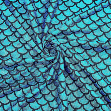 Mermaid Scales Fabric Dark Cyan Hologram 100x150cm