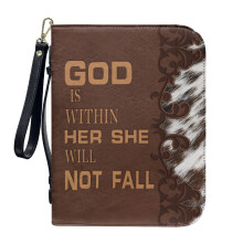 Cross Print PU Leather Bible Cover for Women & Men, Compatible with XL Bibles – Lightweight, Detachable Wristlet Strap
