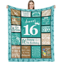 Couverture d'anniversaire Sweet16 pour adolescentes, 127 x 152 cm