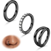 Nose Hoops 316L Surgical Steel 3 pcs 14G-20G 7-10mm