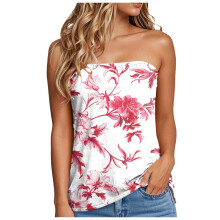 Women's Tie-Dye Sleeveless Pleated Tube Top Pink S