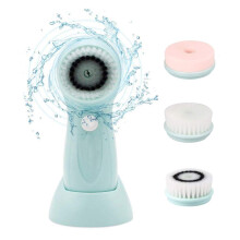 Electric Facial Brush Rechargeable with 3 Heads Blue