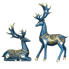 Christmas Reindeer Table Ornaments Resin Gold 2PCS