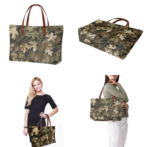 Damenhandtasche mit Camouflage-Waldmuster und passender Geldbörse 1