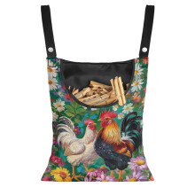Cock Floral Clothespin Storage Bag with Snap Buttons 2-Pack