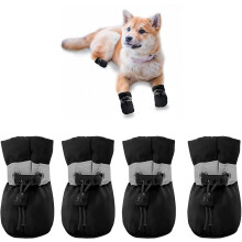2 Pairs Small Dog Shoes, Anti-Slip Boots for Winter & Summer, Paw Protector with Reflective Straps, Compatible with Cats & Dogs