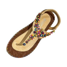 Women's Dressy Flat Sandals with Ankle Strap and Rhinestone