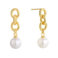 Shell Pearl Drop Earrings Gold Plated for Women