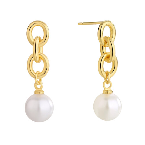 Shell Pearl Drop Earrings Gold Plated for Women