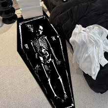 Skeleton Design Area Rug Gothic Decor Absorbent Quick Dry