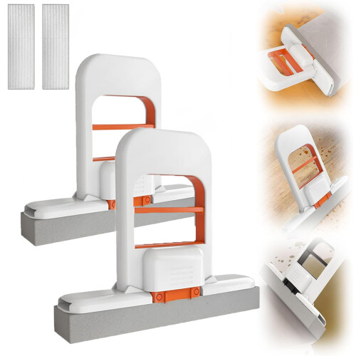 Mini foldable desktop mop with self-squeeze sponge