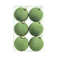 Christmas Ornaments Velvet Balls 6 Pcs 2.36 Inch Green