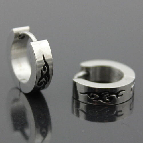 Punk Gothic Hoop Stud Øredobber Rustfritt Stål Rosa 2