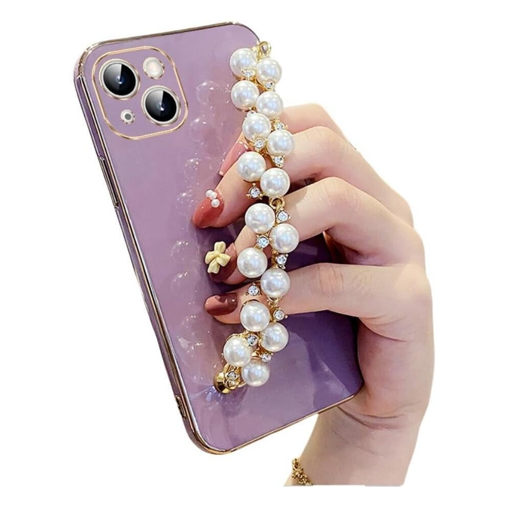Electroplated Beaded Phone Case For Iphone 15 To Se Purple 9101399820611