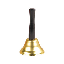 Hand Crank Bell with Wooden Handle Gold Finish