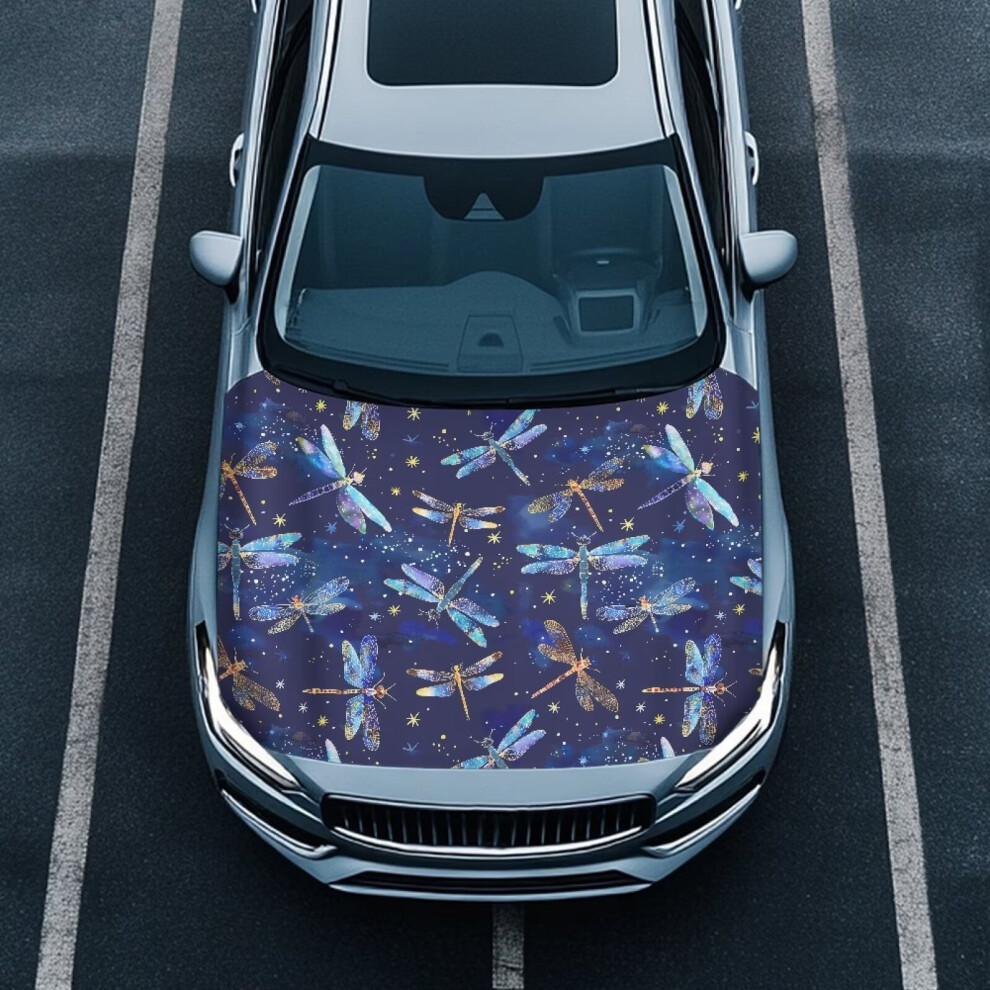 Dragonfly Tie-Dye Auto Hood Cover Washable Removable 9101399811541
