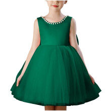 Flower Girl Dress Satin Tulle Princess Style Green Size 3-4