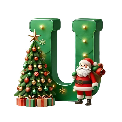 Christmas Tree Pendant with 26 Initial Ornaments Green