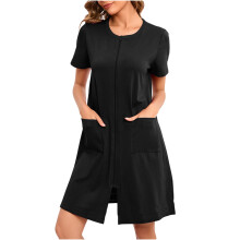 Women's Lightweight Winter Robe with Pockets Black S