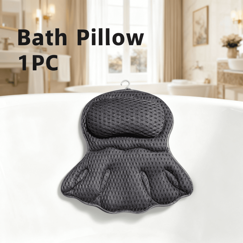 Bath Pillow with 6 Suction Cups Soft 4D Mesh Neck Back