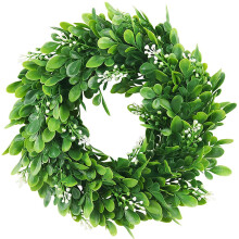 11.8" Artificial Boxwood Wreath for Front Door, Farmhouse, Wedding & Festival Decor – Compatible with Indoor/Outdoor Use
