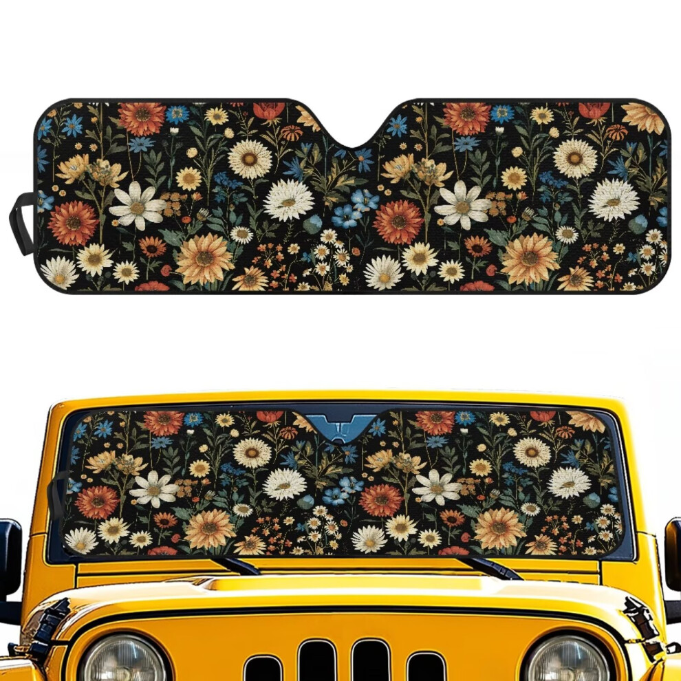 Flower Print Windshield Sun Shade For Jeep Wrangler Jl/Jlu 9101399813859