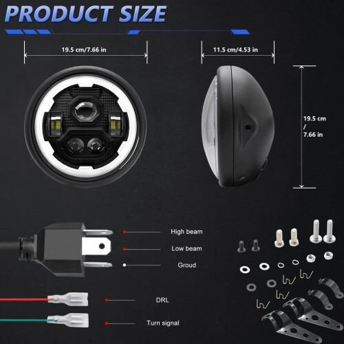 LED-Motorradscheinwerfer, 7-Zoll-Einbauscheinwerfer 2
