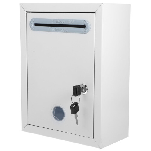 Locking Mailbox with Letter Slot Wall-Mounted Metal Drop Box