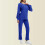Women's Solid Scrubs Set Blue M Loose Trousers and Long 1
