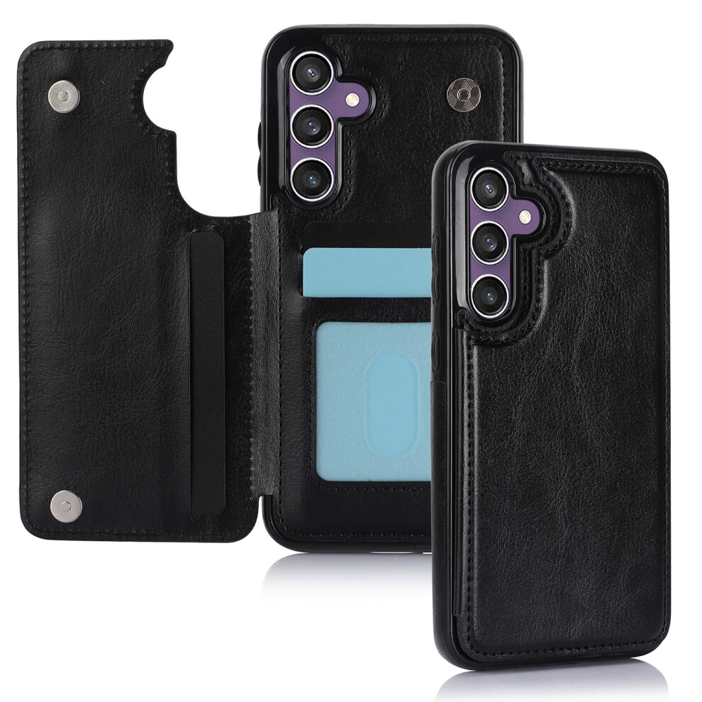 Magnetic Flip Wallet Case For Samsung Galaxy A15 5G Black 9341593974486