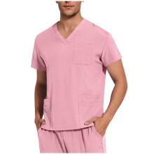 Men's V-neck Scrubs Top Pink S