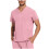 Men's V-neck Scrubs Top Pink S 1