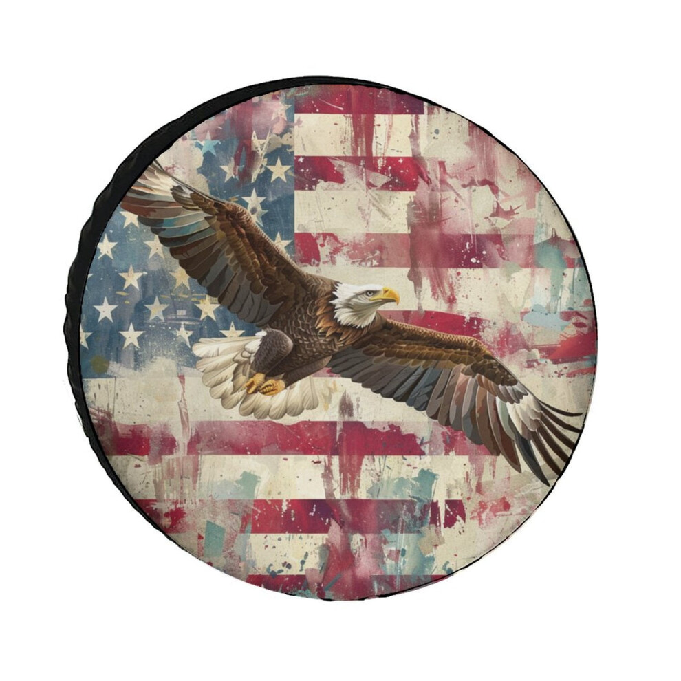 Bald Eagle American Flag Spare Tire Cover 15 Inch 9341593964517
