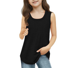 Girls Summer Tank Top Crew Neck Sleeveless Solid 3-13 Years