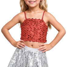 Sequined Crop Top for Kids Red 7-9 Years