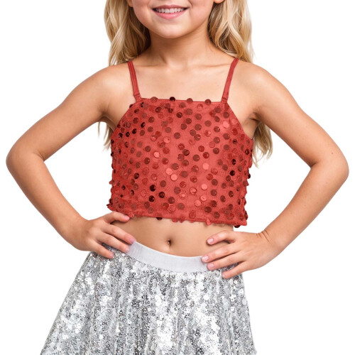 Sequined Crop Top for Kids Red 7-9 Years