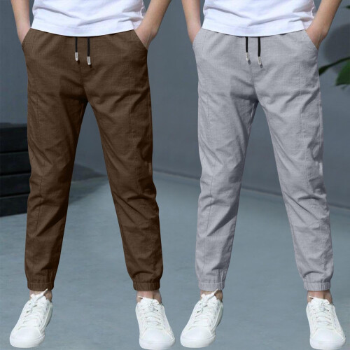 Boys Linen Pants Gray 2 Pack 7-8 Years 1