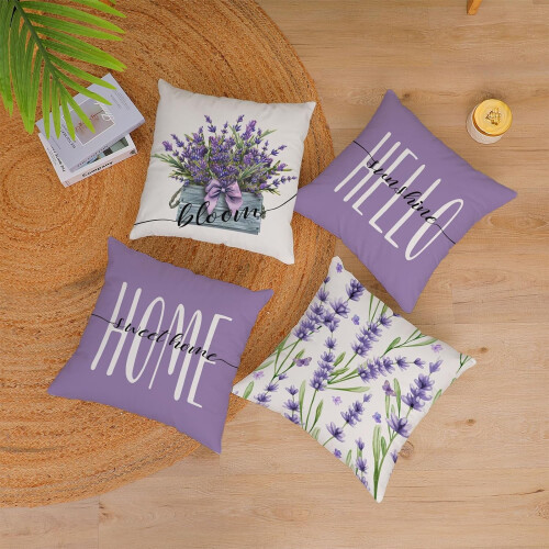 Lavendel örngott i sammet, blommigt, 4-pack 2