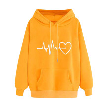 Women's Heart-Printed Zip-Up Hoodie Long Sleeve